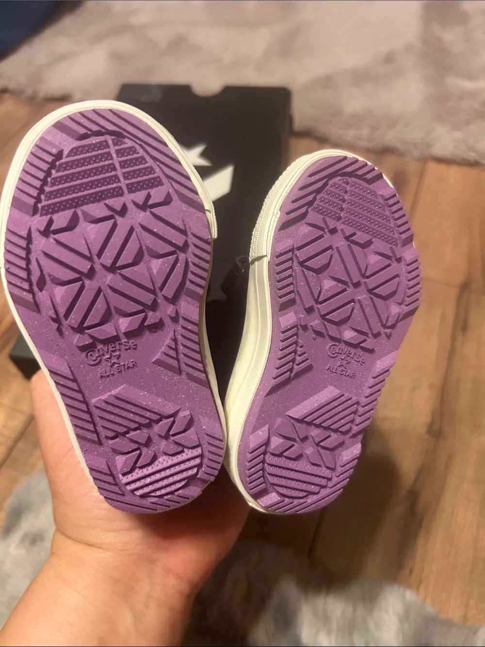 Converse Kids High-Top Sneakers in Dark Purple with lilac Lining